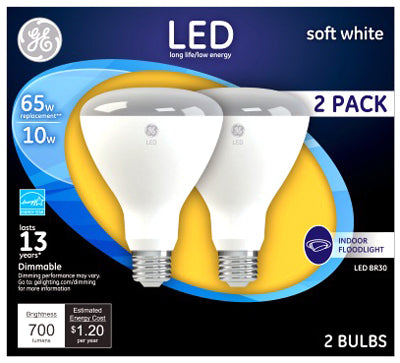 GE LIGHTING, GE BR30 E26 (Medium) Ampoule LED pour projecteur Blanc doux 65 Watt Equivalence 2 pk