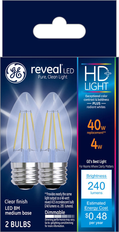 General Electric, GE Reveal Ampoule LED E26 (Medium) Blanc doux 40 Watt Equivalence 2 pk