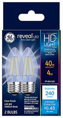 General Electric, GE Reveal Ampoule LED E26 (Medium) Blanc doux 40 Watt Equivalence 2 pk