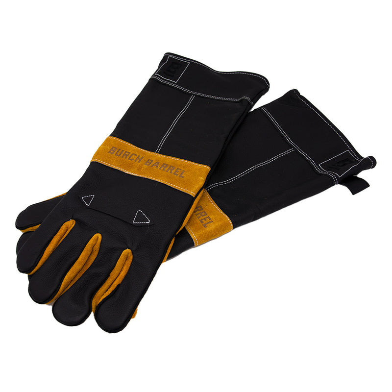 BURCH BARREL LLC, Gants de grillade Stockman en cuir noir/jaune Burch Barrel 2 pc