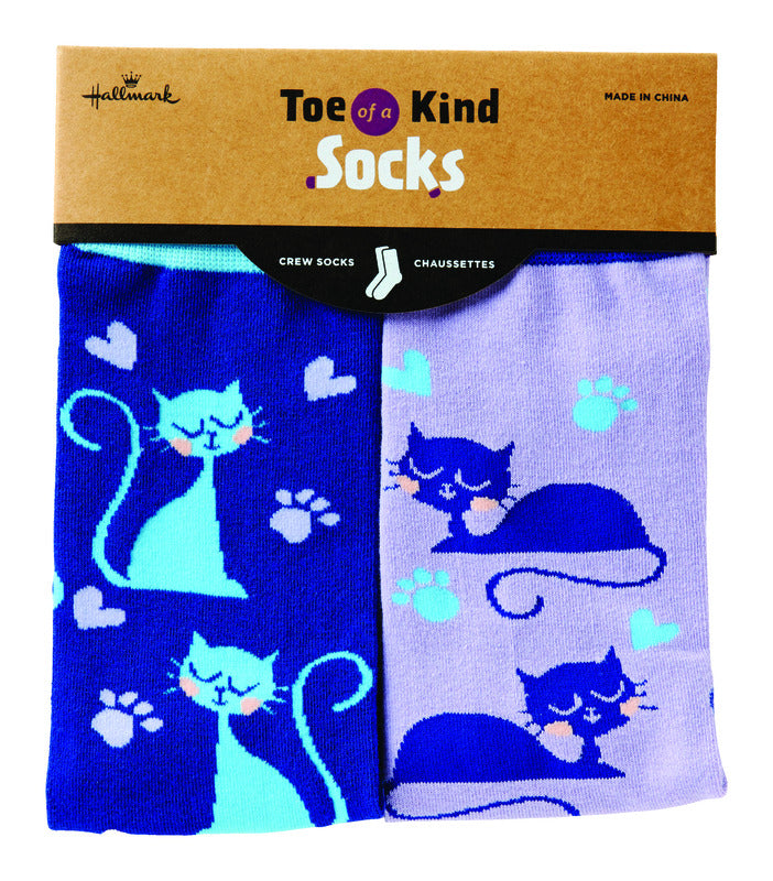 HALLMARK MARKETING COMPANY LLC, Hallmark Cat Lover Crew Socks Cotton 1 pk (Pack de 2)