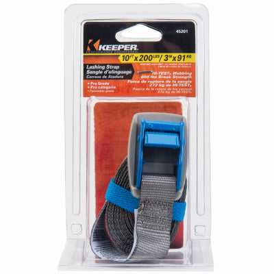 HAMPTON PRODUCTS INTERNATIONAL CORP, Keeper 1 in. W X 10 ft. L Gray Lashing Strap 200 lb 1 pk