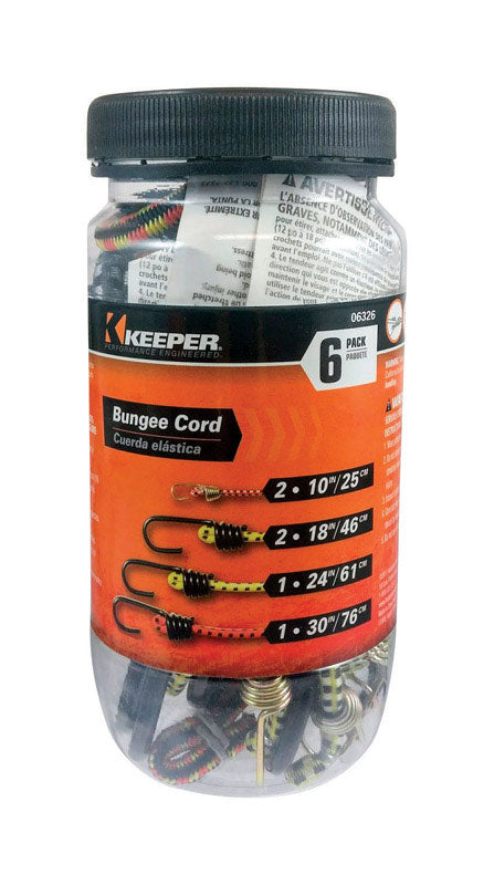 Gardien, Keeper Assorted Bungee Cord Set 24 in. L X 0.374 in. 6 pk