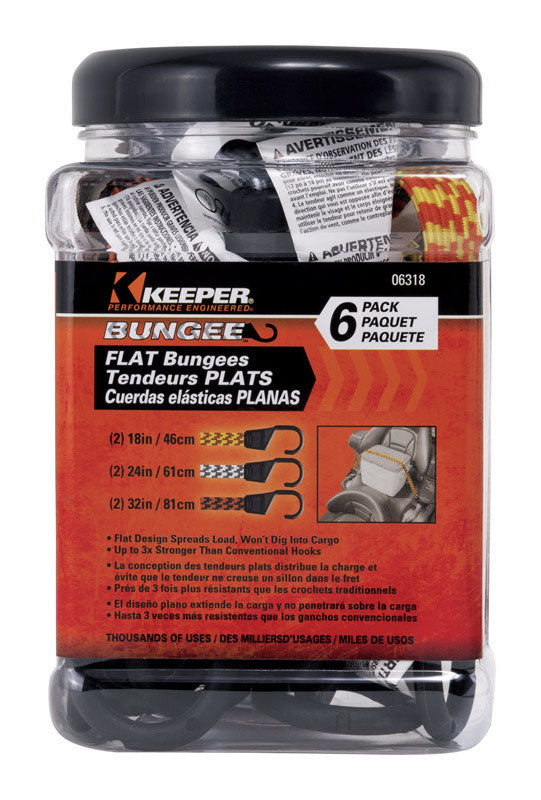 HAMPTON PRODUCTS INTERNATIONAL CORP, Keeper Assorted Flat Bungee Cord .0787 in. 6 pk