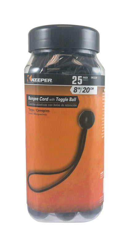 HAMPTON PRODUCTS INTERNATIONAL CORP, Keeper Black Bungee Ball Cord 8 in. L X 0.315 in. 25 pk