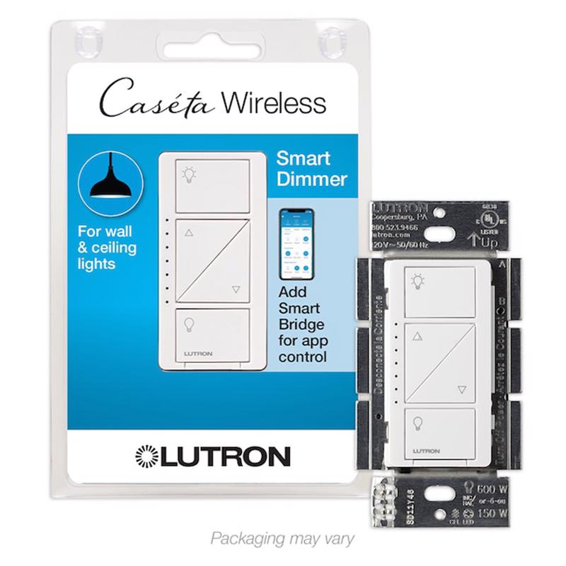 LUTRON ELECTRONICS CO, Lutron Caseta White 150 W Smart Dimmer Switch 1 pk