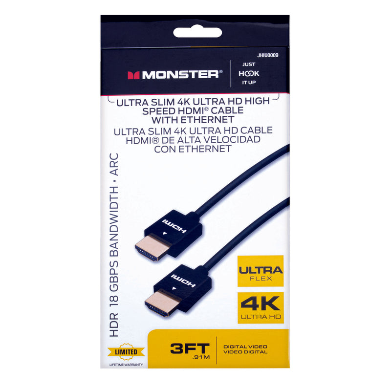 VANCO INTERNATIONAL LLC, Monster Just Hook It Up 3 ft. L High Speed Cable with Ethernet HDMI