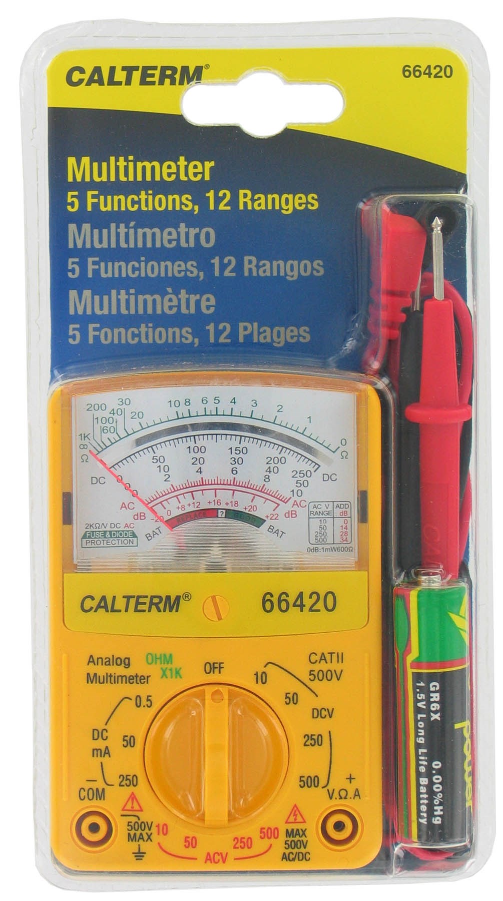 ECM INDUSTRIES, Multimètre analogique à 5 fonctions Calterm 1 pk