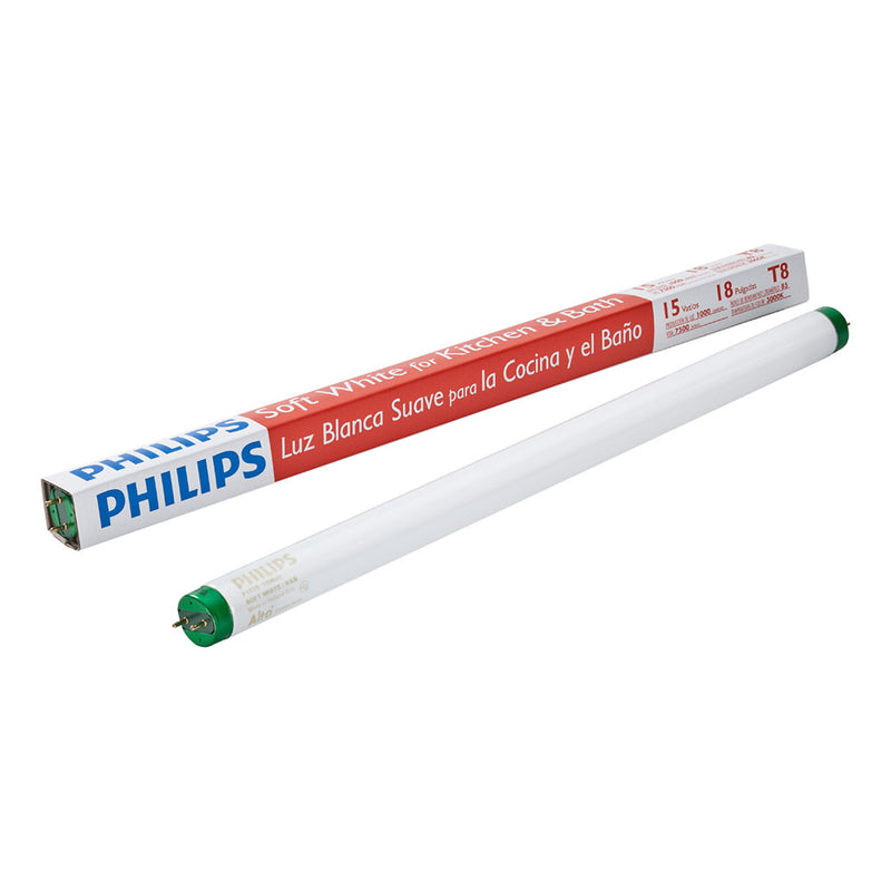 ÉCLAIRAGE PHILIPS, Philips Alto 15 W T8 1 in. D X 18 in. L Ampoule Fluorescente Blanc Doux Linéaire 3000 K (Pack de 6)