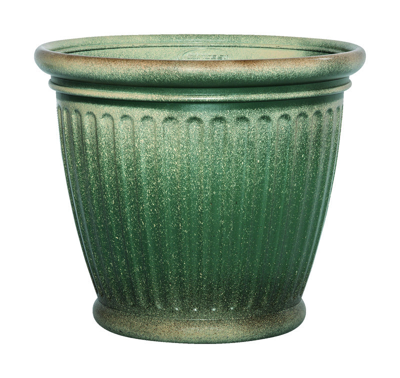 SUNCAST CORPORATION, Suncast 16 in. H X 18 in.   W Resin Planter Green