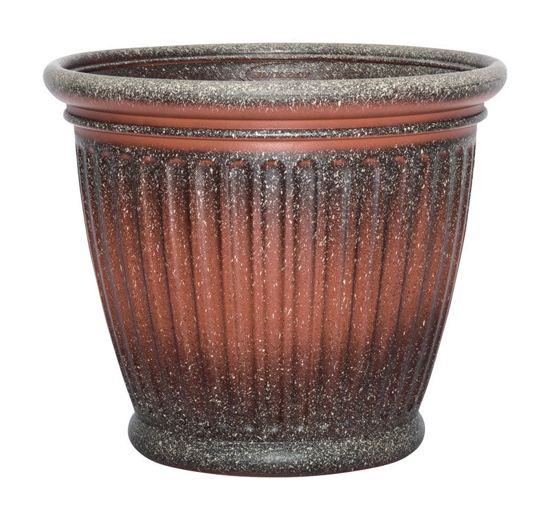 SUNCAST CORPORATION, Suncast Capital 16 po H x 18 po W Jardinière en résine bicolore brun et rouge W Planter en résine deux tons brun et rouge