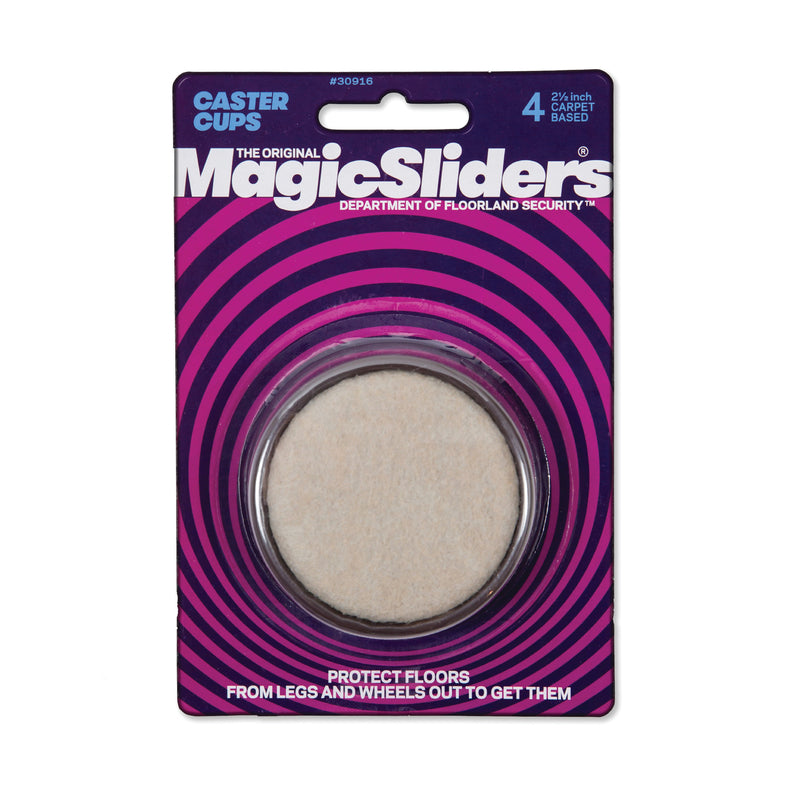 CURSEURS MAGIQUES, Tasses à roulettes à base de tapis Magic Sliders Oatmeal Round 2-1/2 in. W X 2-1/2 in. L 4 pk (Paquet de 4)