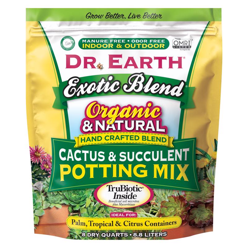 DR EARTH INC, Terre Exotique Mélange organique pour Cactus et Succulentes 8 qt