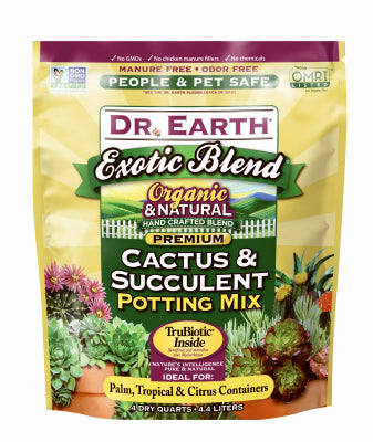 DR EARTH INC, Terreau organique pour cactus et succulentes, mélange exotique, 4 qt (paquet de 12).