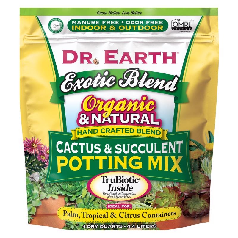 DR EARTH INC, Terreau organique pour cactus et succulentes, mélange exotique, 4 qt (paquet de 12).