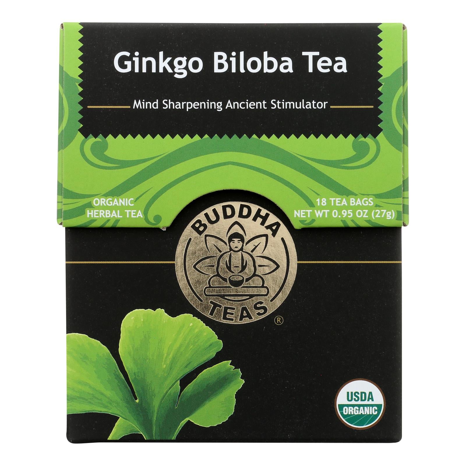 Téas de Bouddha, Thés de Buddha - Thé biologique - Gingko Biloba - Caisse de 6 - 18 unités