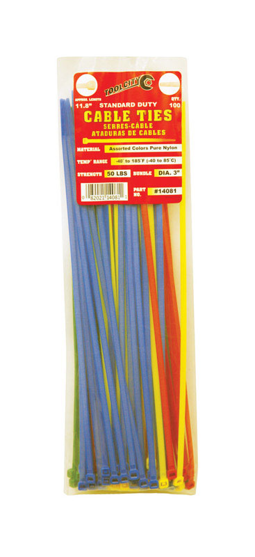 SERVICE TOOL CO LLC, Tool City 11.8 in. L Assorted Cable Tie 100 pk