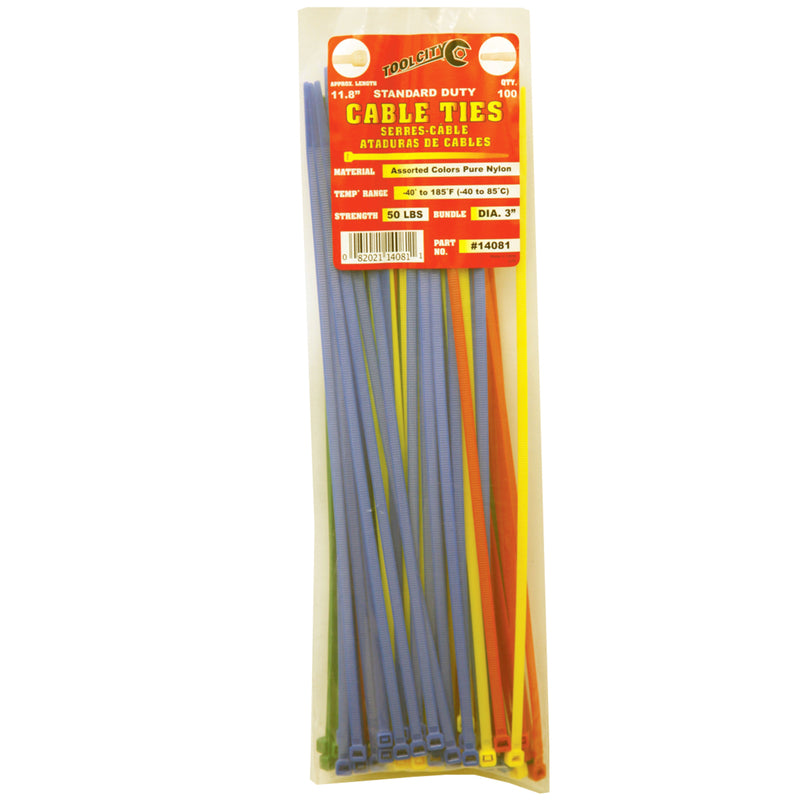 SERVICE TOOL CO LLC, Tool City 11.8 in. L Assorted Cable Tie 100 pk