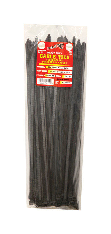 SERVICE TOOL CO LLC, Tool City 14.5 in. L Black Cable Tie 100 pk