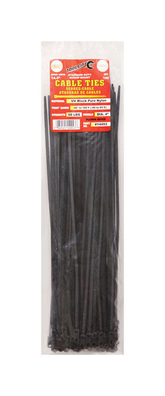 SERVICE TOOL CO LLC, Tool City 14.5 in. L Black Cable Tie 100 pk