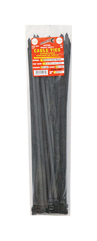 SERVICE TOOL CO LLC, Tool City 17 in. L Black Cable Tie 50 pk