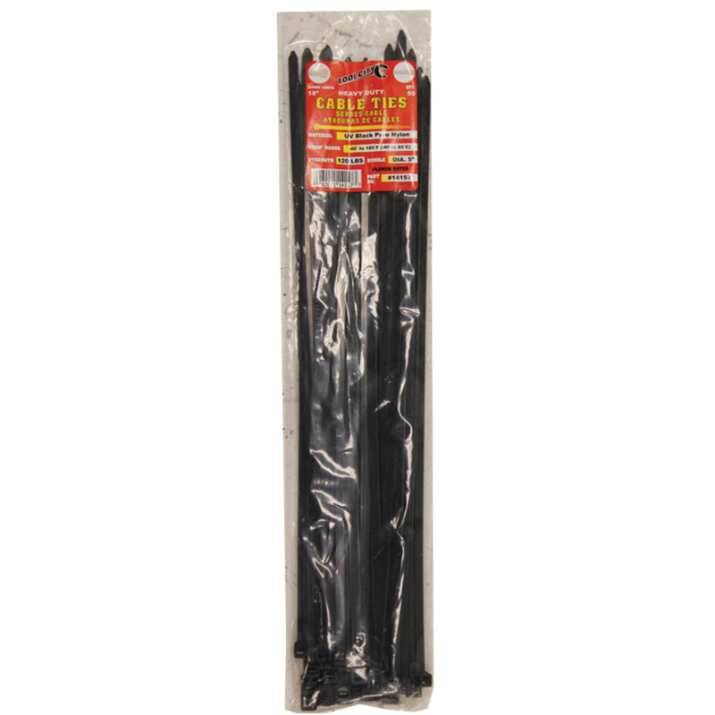 SERVICE TOOL CO LLC, Tool City 18 in. L Black Cable Tie 50 pk