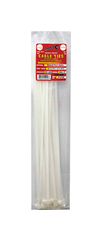 SERVICE TOOL CO LLC, Tool City 18 in. L White Cable Tie 50 pk