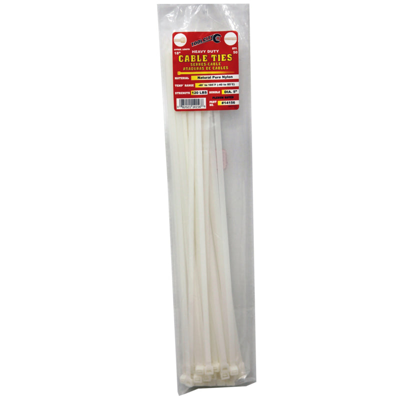 SERVICE TOOL CO LLC, Tool City 18 in. L White Cable Tie 50 pk