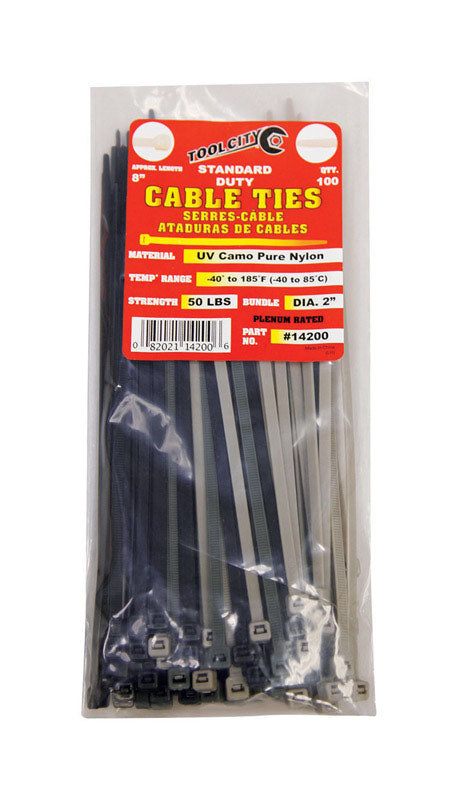 La ville des outils, Tool City 8 in. L Camo Assortment Cable Tie 100 pk