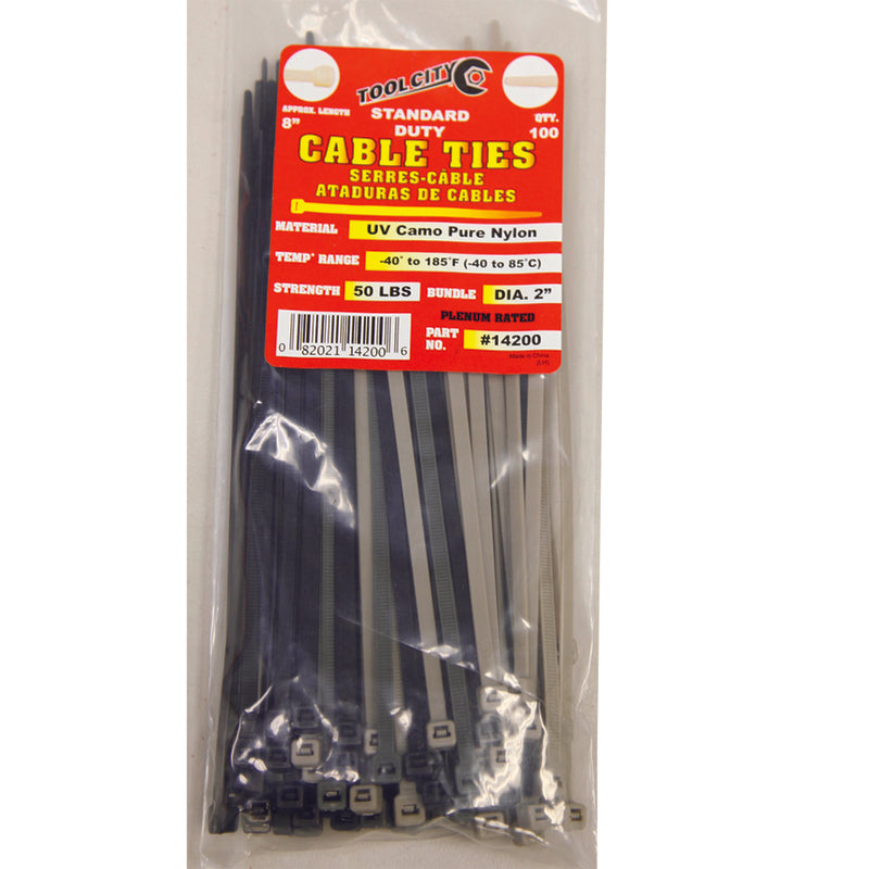 La ville des outils, Tool City 8 in. L Camo Assortment Cable Tie 100 pk