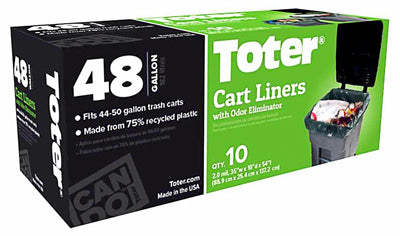 TOTER INC, Toter 48 gal Cart Liner Quick Tie 10 pk 2 mil