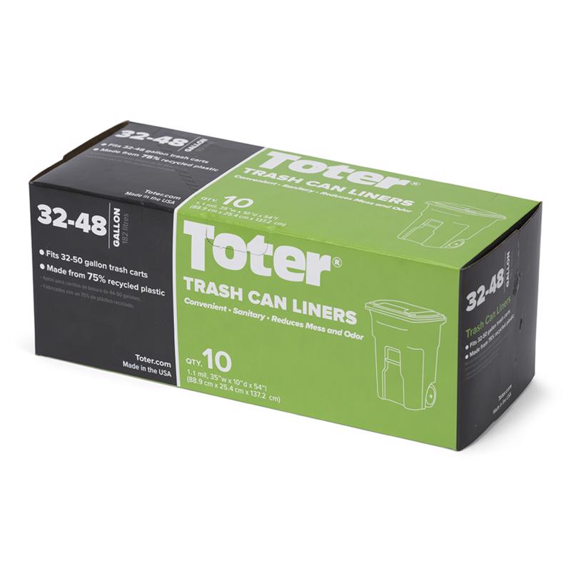 TOTER INC, Toter 48 gal Cart Liner Quick Tie 10 pk 2 mil