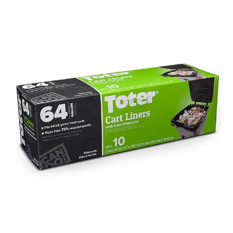 TOTER INC, Toter 64 gal Cart Liner Quick Tie 10 pk 1.1 mil