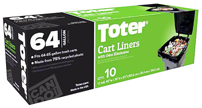 TOTER INC, Toter 64 gal Cart Liner Quick Tie 10 pk 1.1 mil