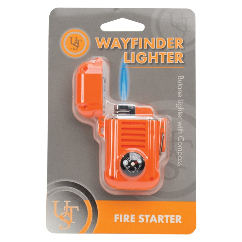 AMERICAN OUTDOOR BRANDS SALES COMPA, UST Brands Wayfinder Orange Briquet à butane résistant au vent 2.38 L in. avec boussole