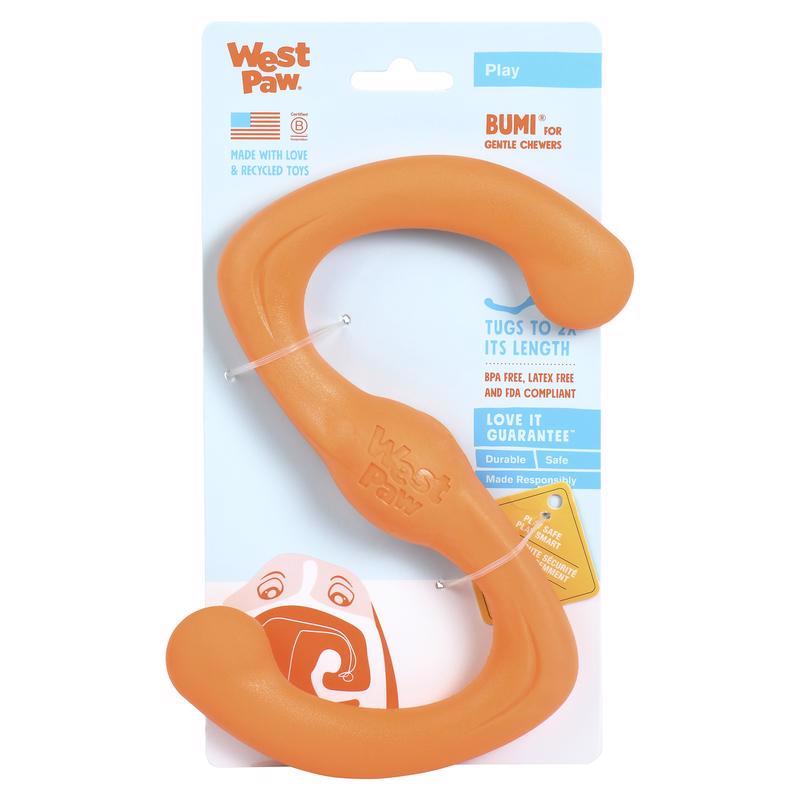 WEST PAW INC, West Paw Zogoflex Orange Bumi Jouet de traction pour chien en caoutchouc synthétique Petit