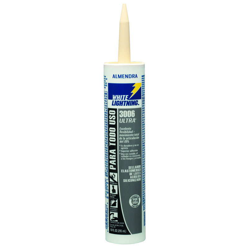 PRODUITS WHITE LIGHTNING, White Lightning 3006 Ultra Almond Siliconized Acrylic Latex Sealant 10 oz (paquet de 12)