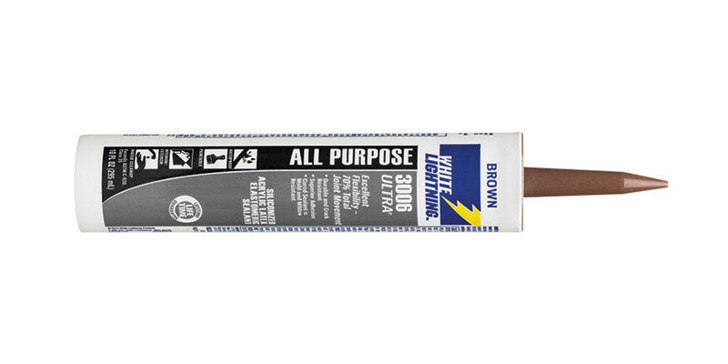 PRODUITS WHITE LIGHTNING, White Lightning 3006 Ultra Brown Siliconized Acrylic Latex Sealant 10 oz (paquet de 12)