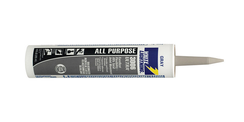 PRODUITS WHITE LIGHTNING, White Lightning 3006 Ultra Gray Siliconized Acrylic Latex Sealant 10 oz (paquet de 12)