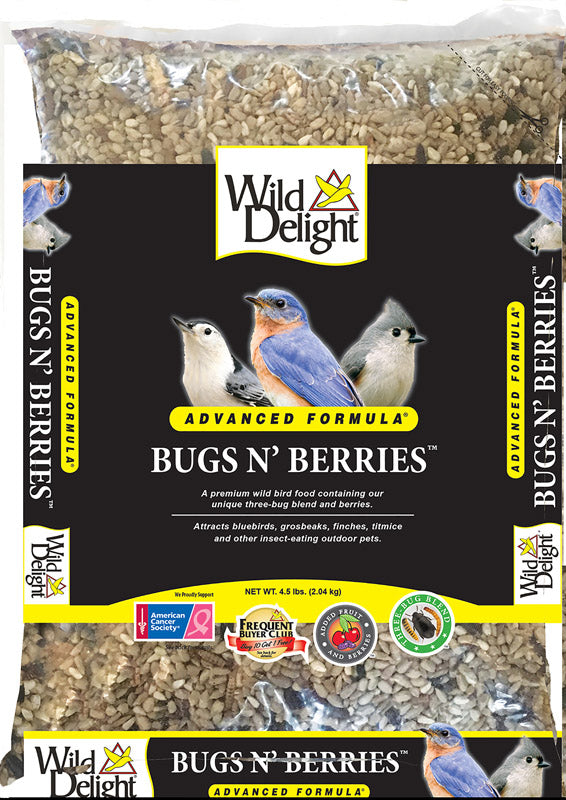 D&D COMMODITIES LTD, Wild Delight Bugs N' Berries Assorted Species Graines de carthame Nourriture pour oiseaux sauvages 4.5 lb